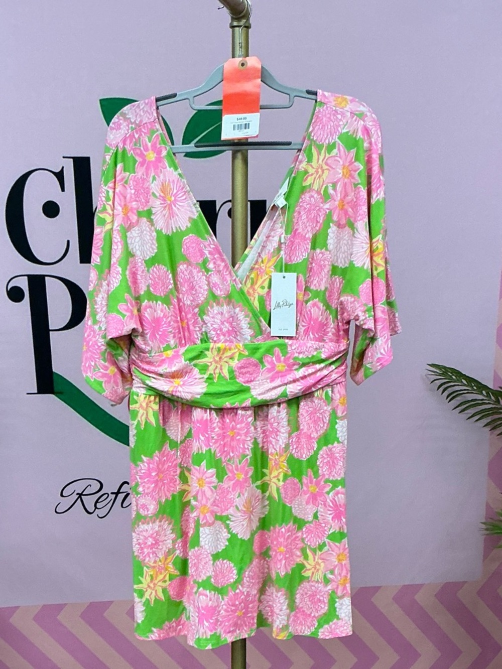 Lilly Pulitzer Pink & Green Floral Wrap Dress